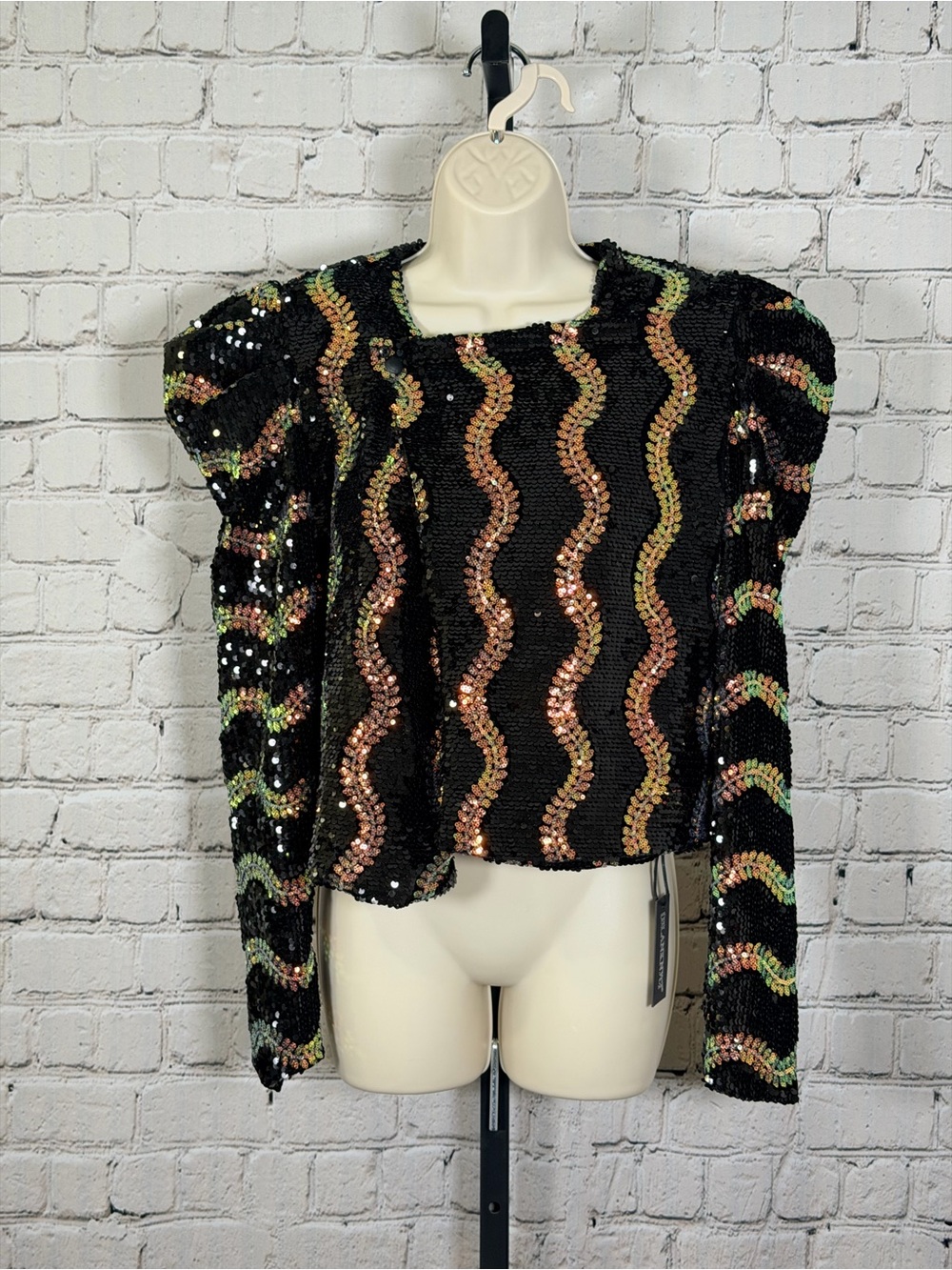 BLANKNYC BEAUTY SPOT Puff Sleeve Sequin Blazer L New